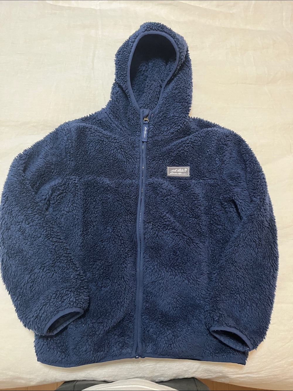 Eddie Bauer Navy Sherpa Fleece Hooded Jacket